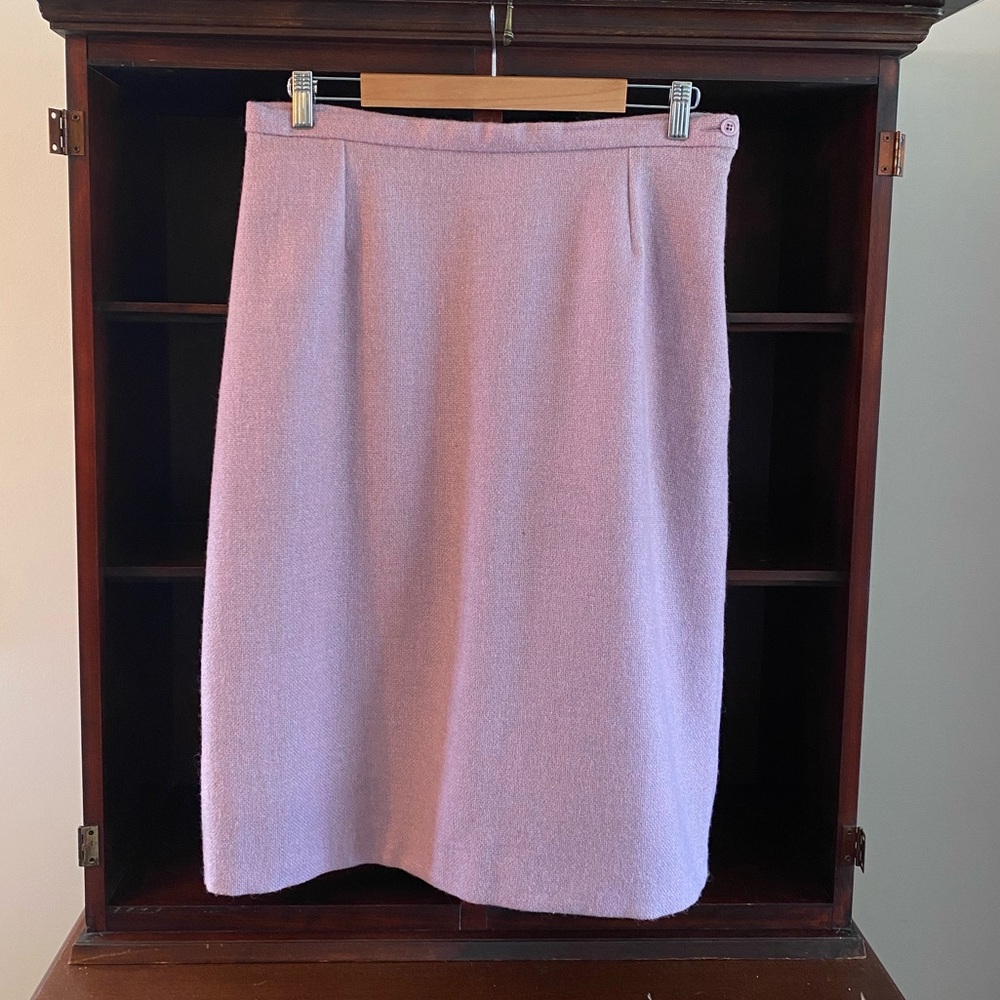 Vtg Pitlochry of Scotland 100% Pure Shetland Wool Pencil Skirt Lilac-Pink Sz 16